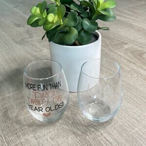 MORE FUN THAN TWO TWENTY-FIVE YEAR OLDS Clear Wine Glasses